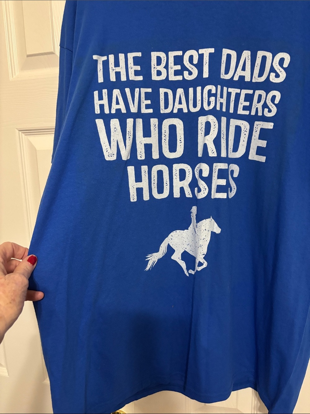 Delta Blue Tee with White Riding Graphic